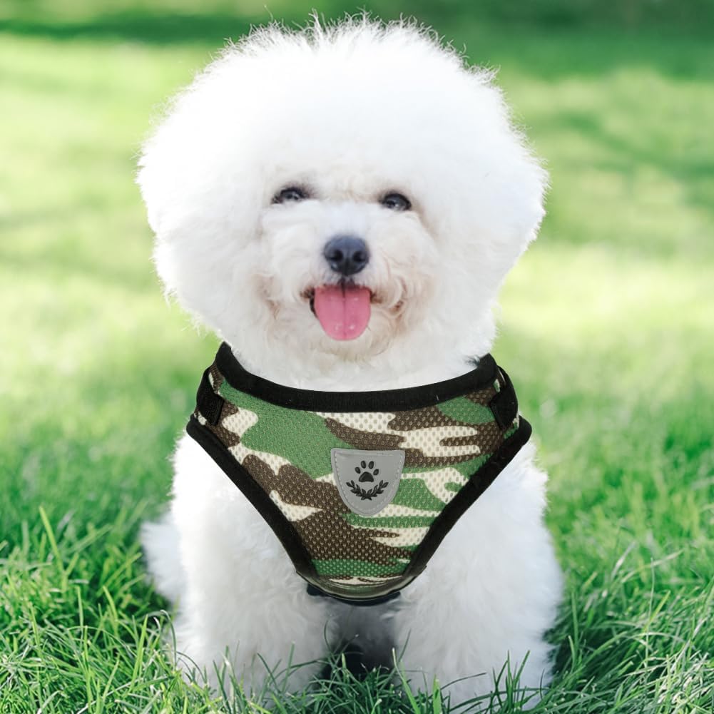 FEimaX Juego de arnés y correa para perro, malla suave, ajustable, fácil de controlar, chaleco ligero para gatos con tiras reflectantes, a prueba de
