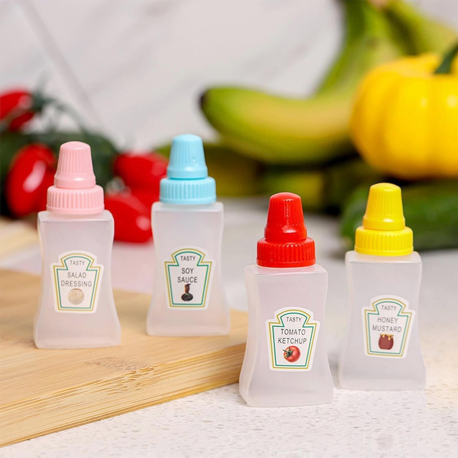 8 botellas exprimibles de salsa de tomate de 0.85 onzas  0.8 fl oz de miel y mostaza, aderezo de ensalada, salsa de soja, contenedor de salsa de