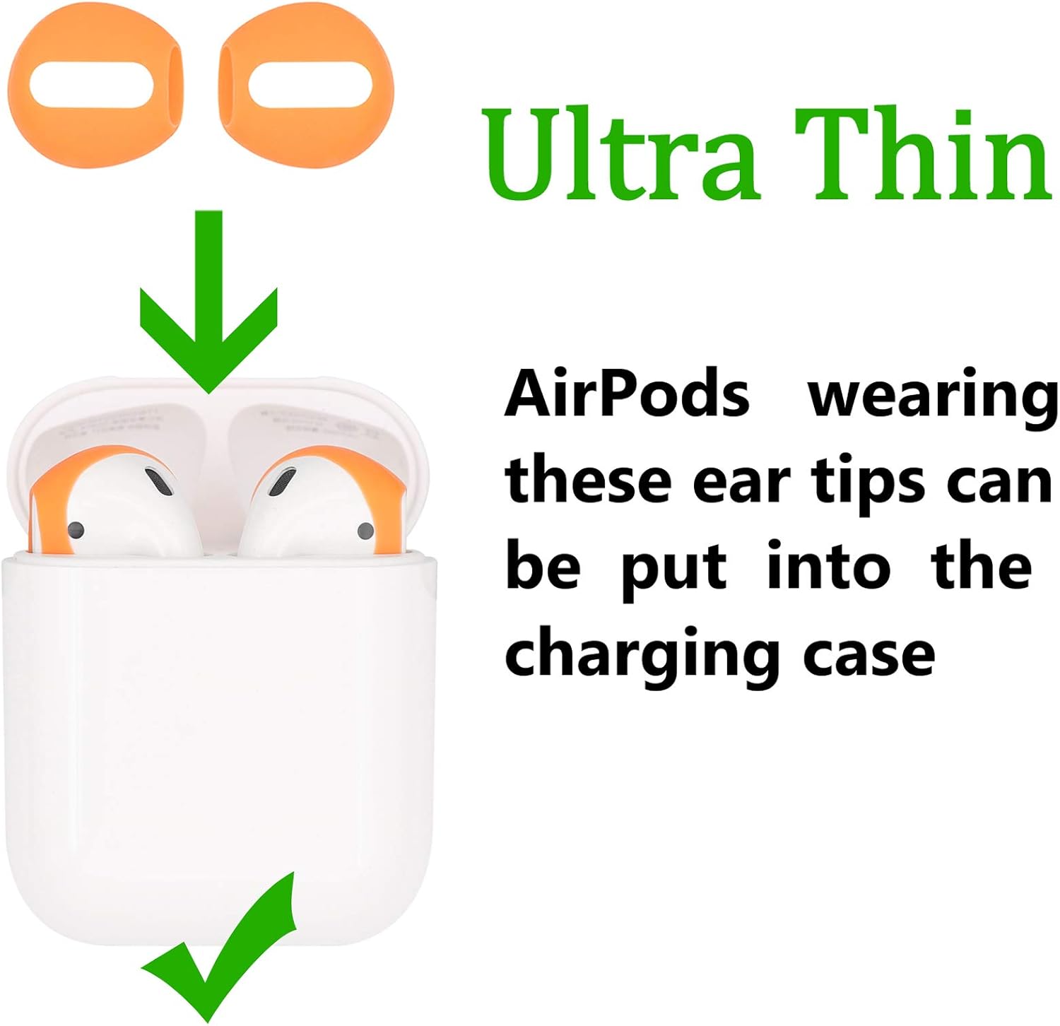 (Ajuste en el estuche) 4 pares de auriculares de silicona de goma superfinos de repuesto y cubre la piel para Apple AirPods o auriculares EarPods (2