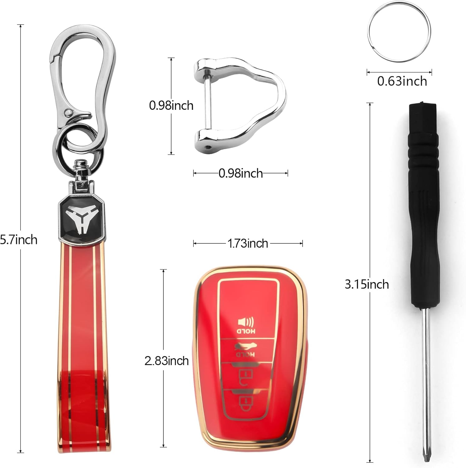 Fundas para llaves Toyota, fundas de botón de protección de TPU suave y llaveros, soporte para llaves de automóvil para hombres y mujeres (rojo), F