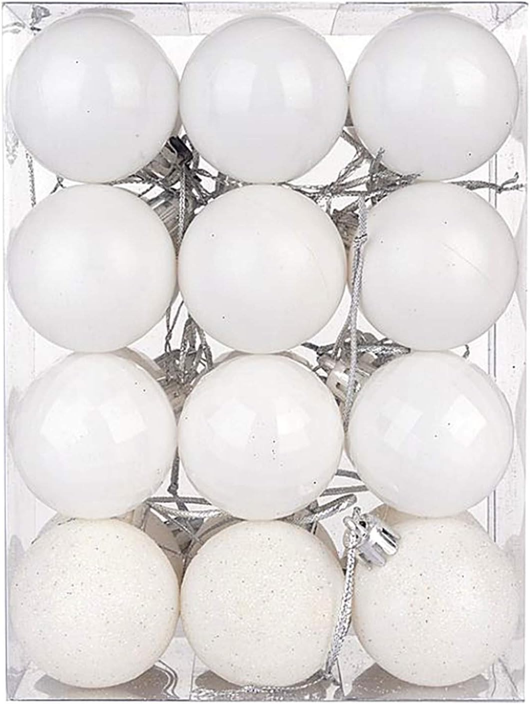 ALIMITOPIA 24 bolas de Navidad, bolas colgantes inastillables de 1.6 pulgadas para decoración de árbol de Navidad (1.6 pulgadas blancas)