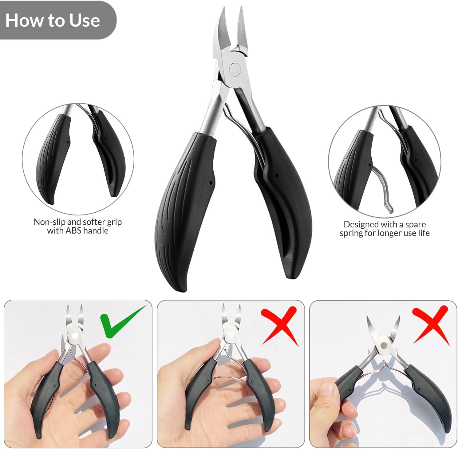 Juego de herramientas grandes para cortar uñas Uotowell Toe para paroniquia, uñas gruesas y uñas encarnadas, acero inoxidable de alta calidad