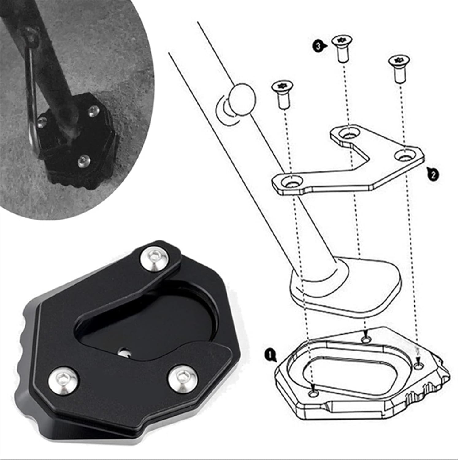 Soporte de pie de motocicleta compatible con Kawasaki Versys-X 300 Versys X 300 250 2017-2019 2020 2021 (color gris, tamaño A)