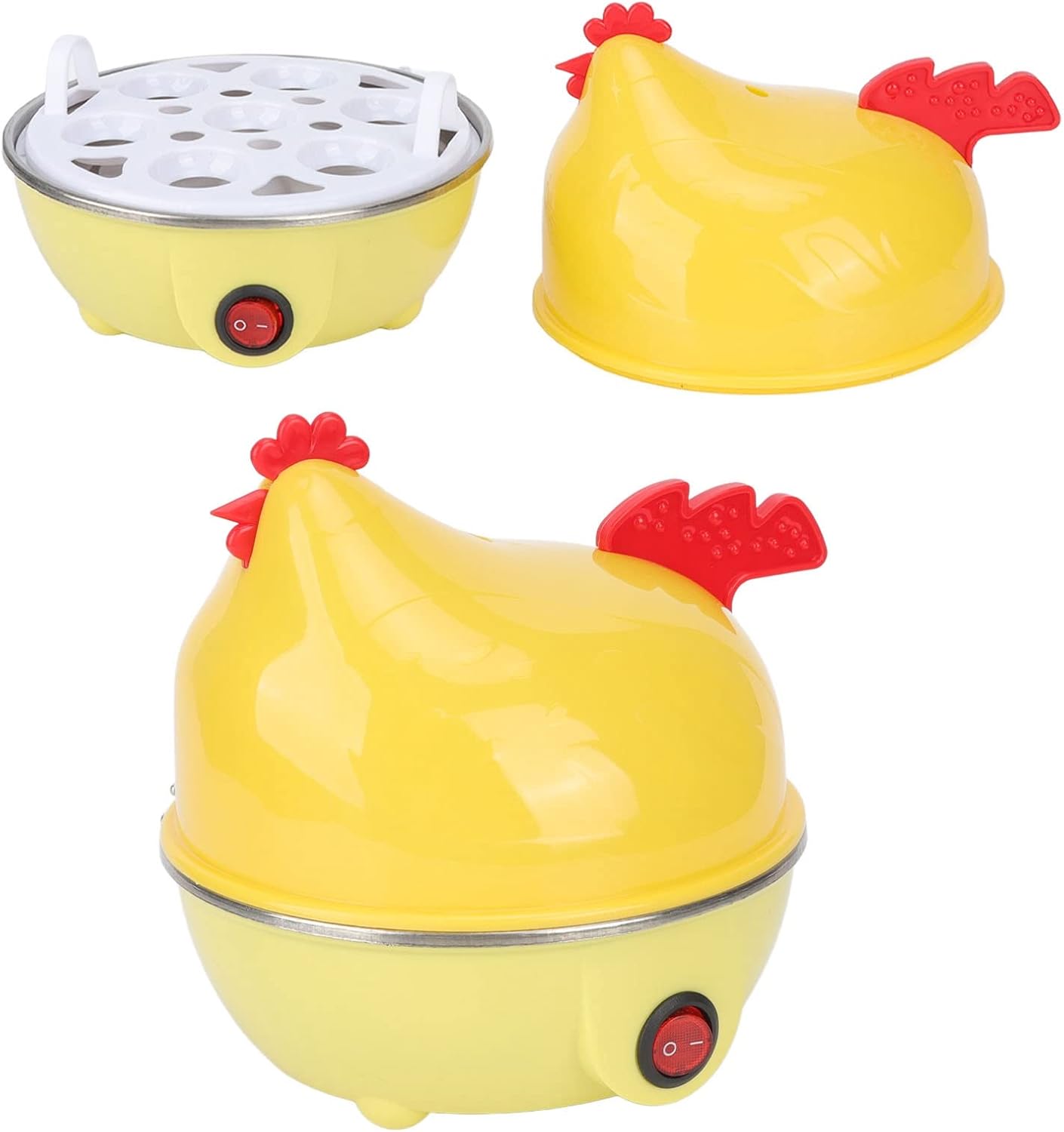 Cocina eléctrica de huevos, olla de huevos hervidos multifuncional, caldera rápida de huevos en forma de pollo, mini máquina de desayuno de apagado