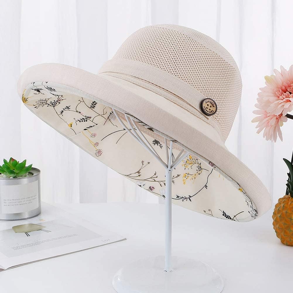 Sombreros de sol de malla para mujer, sombrero de pesca plegable de ala ancha para verano, protección UV, gorra de playa con correa para la barbilla