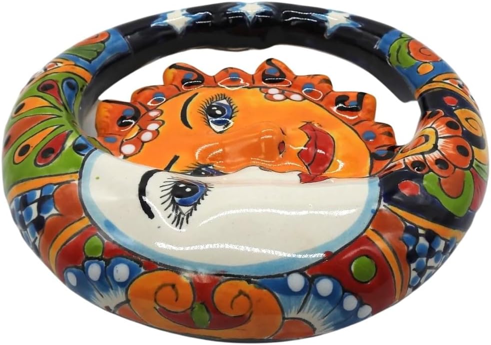 Talavera Pottery Store Eclipse – Figura de pared pintada a mano para interiores y exteriores, multicolor, esmaltada