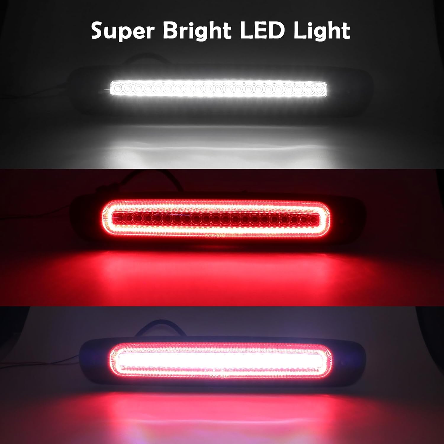 Tercera luz de freno LED compatible con Silverado Sierra 2007-2013 1500 2500 3500 1500HD 2500HD 3500HD 3 luz de freno, luz de freno central trasera,