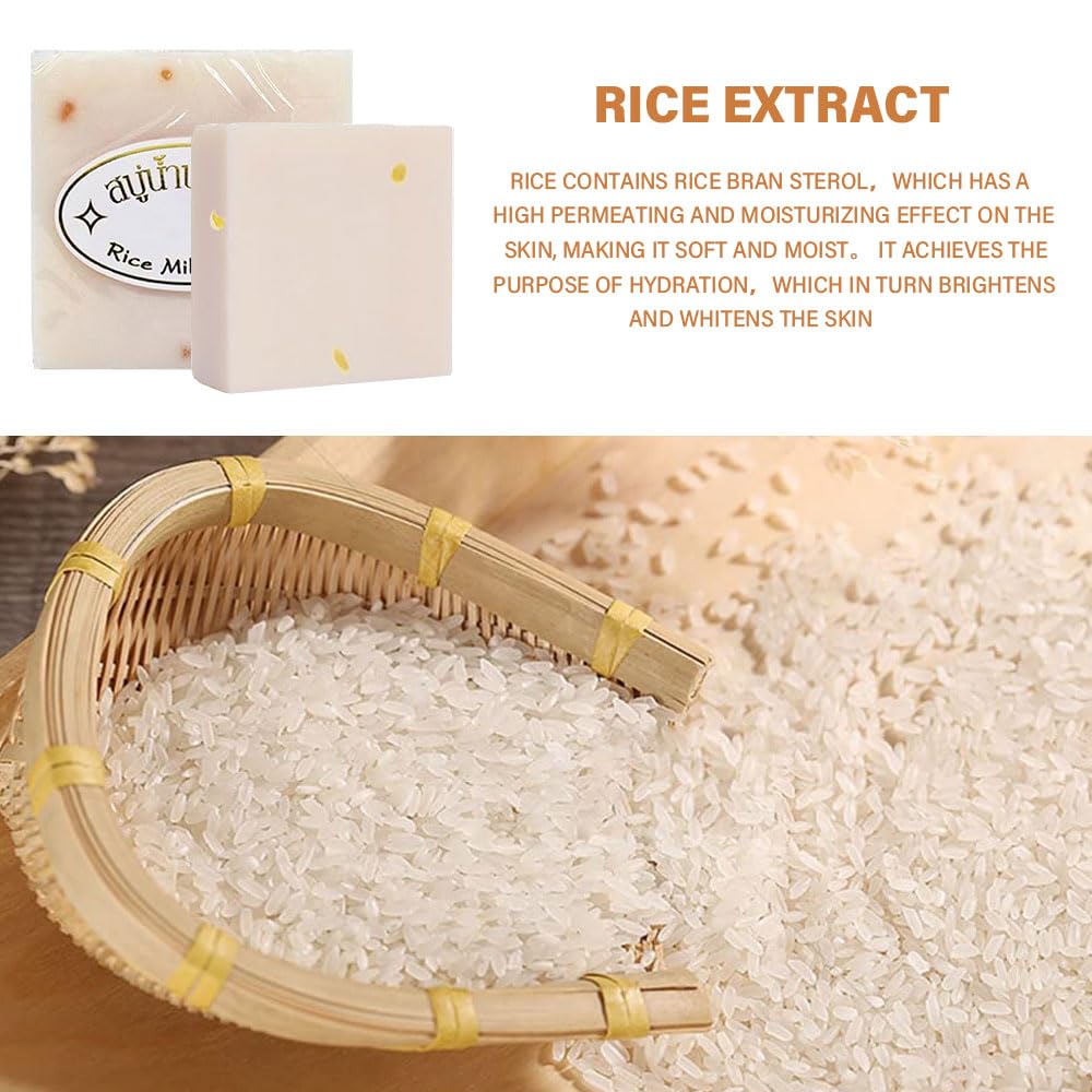 DEJACI Jabón Aclarante De Arroz, Jabón De Arroz Para Aclarar La Piel, Jabón Tailandés Original Hecho A Mano Jabón Leche De Arroz, Jabón Blanqueador