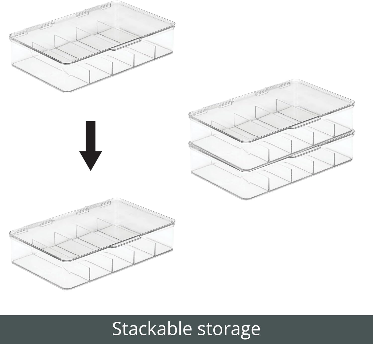 mDesign Organizador de plástico dividido para juguetes con tapa de bisagra para armario, armario, gabinete, 5 secciones, capacidad para bloques de