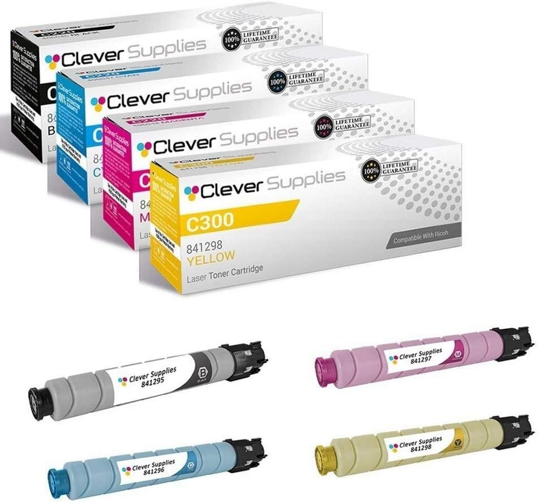 CS – Cartucho de tóner compatible con Ricoh C300 841295 negro 841296 cian 841297 magenta 841298 color amarillo láser Aficio MP C300 Aficio MP C300SR