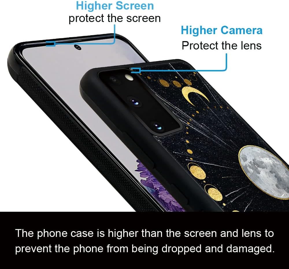 DJSOK Funda compatible con Samsung Galaxy S20 Plus, diseño de luna dorada, diseño de luna dorada+funda protectora de TPU de silicona suave