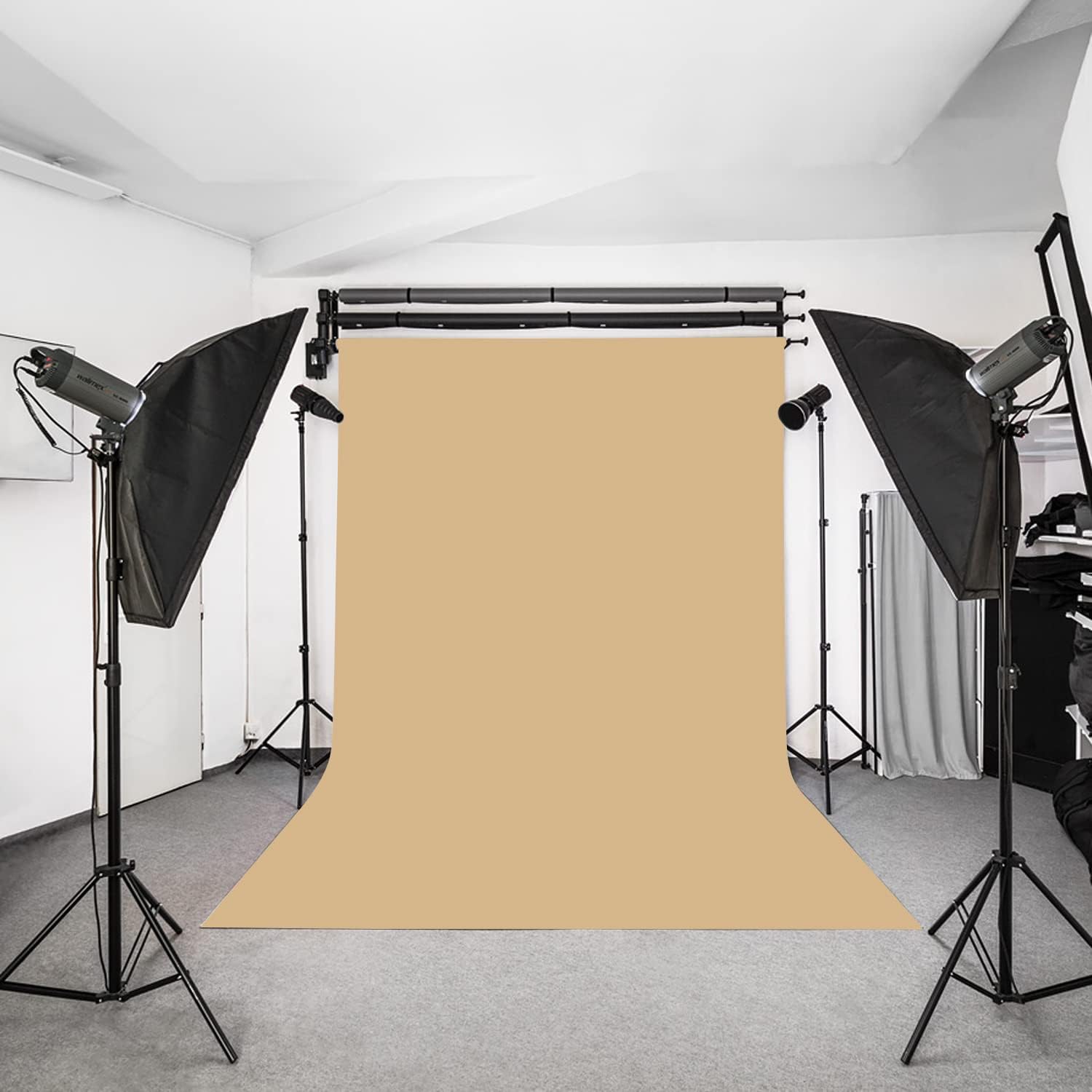 KUKX030 – Telón de fondo de fotografía de color caqui de 5 x 7 pies, color beige sólido para retratos, transmisión y entrevistas