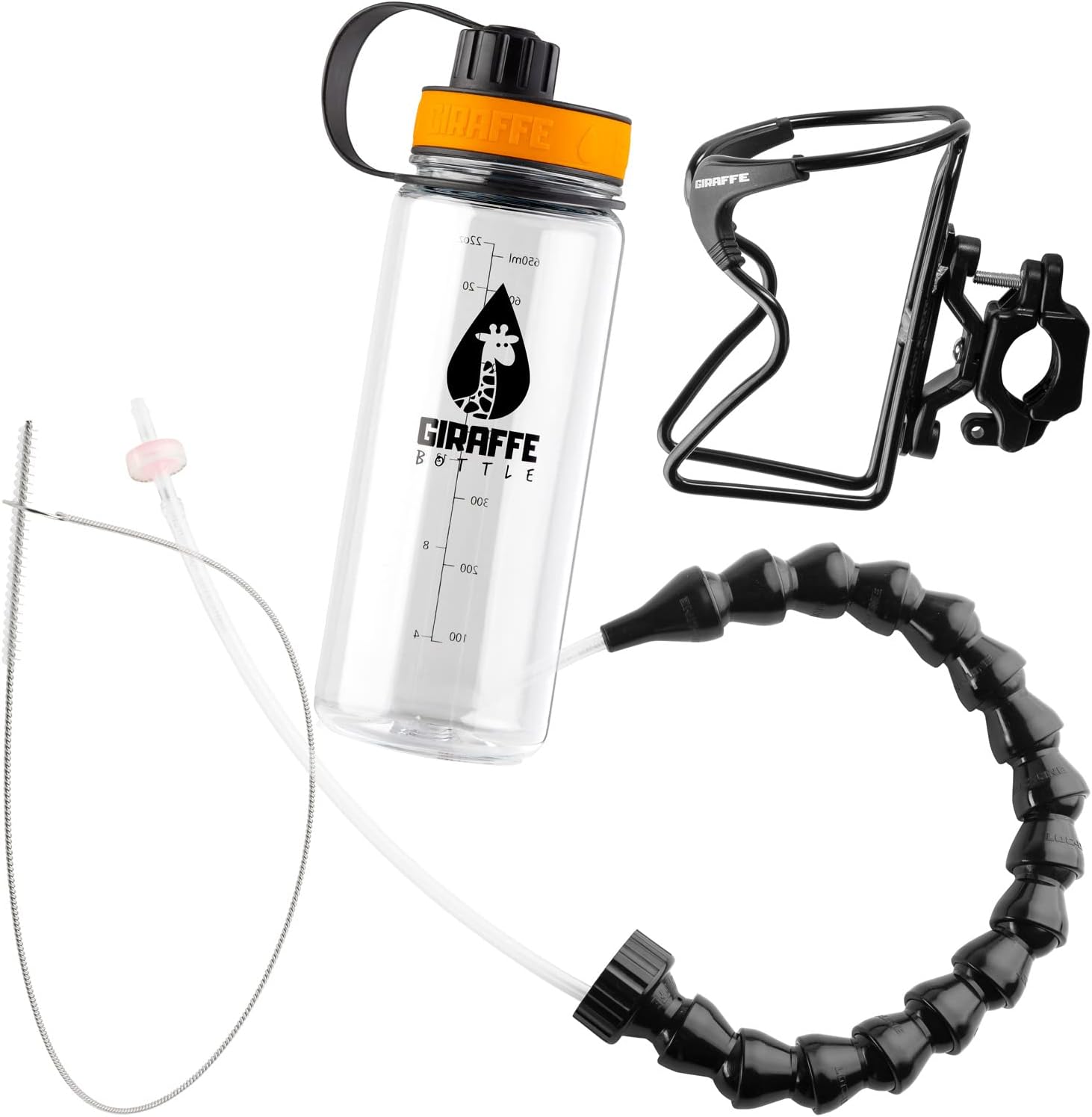 Tower – Sistema de bebida manos libres, botella Tritan transparente, con soporte para botella montado en tubo redondo (longitud 15 pulgadas  15.0 in)