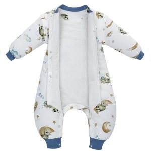 Saco de dormir para bebé con piernas, manta 100% algodón con pies, saco de dormir desmontable de manga larga con cremallera de 2 vías y botones, Saco de dormir para bebé con piernas, manta 100% algodón con pies, saco de dormir desmontable de manga larga con cremallera de 2 vías y botones,