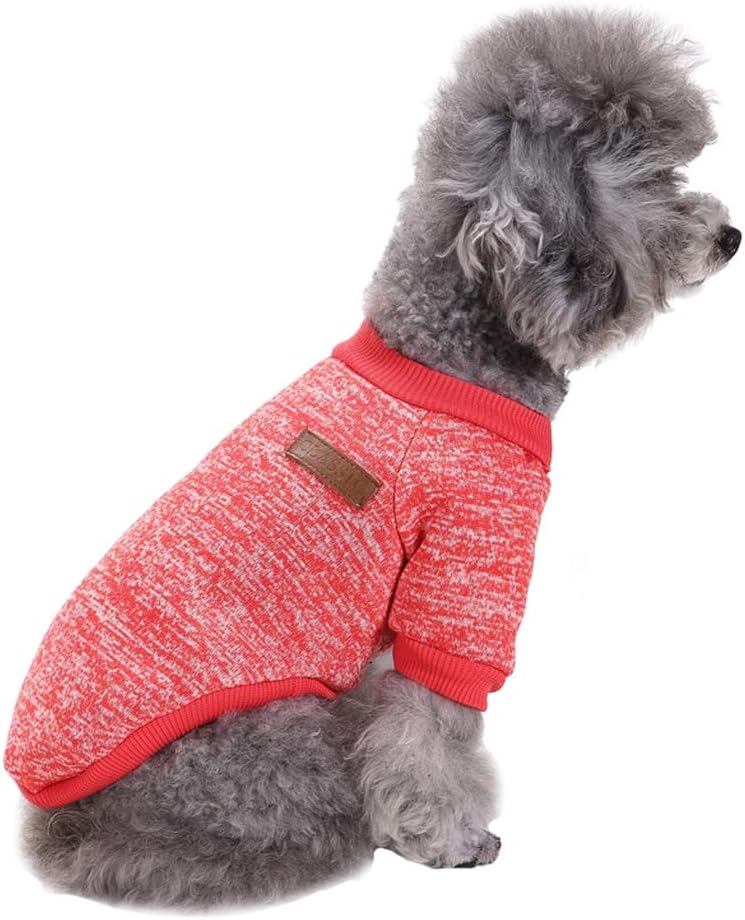 Jecikelon – Ropa para mascotas, suéter suave, cálido y grueso, suéter de invierno para perros (talla XS, color rojo)