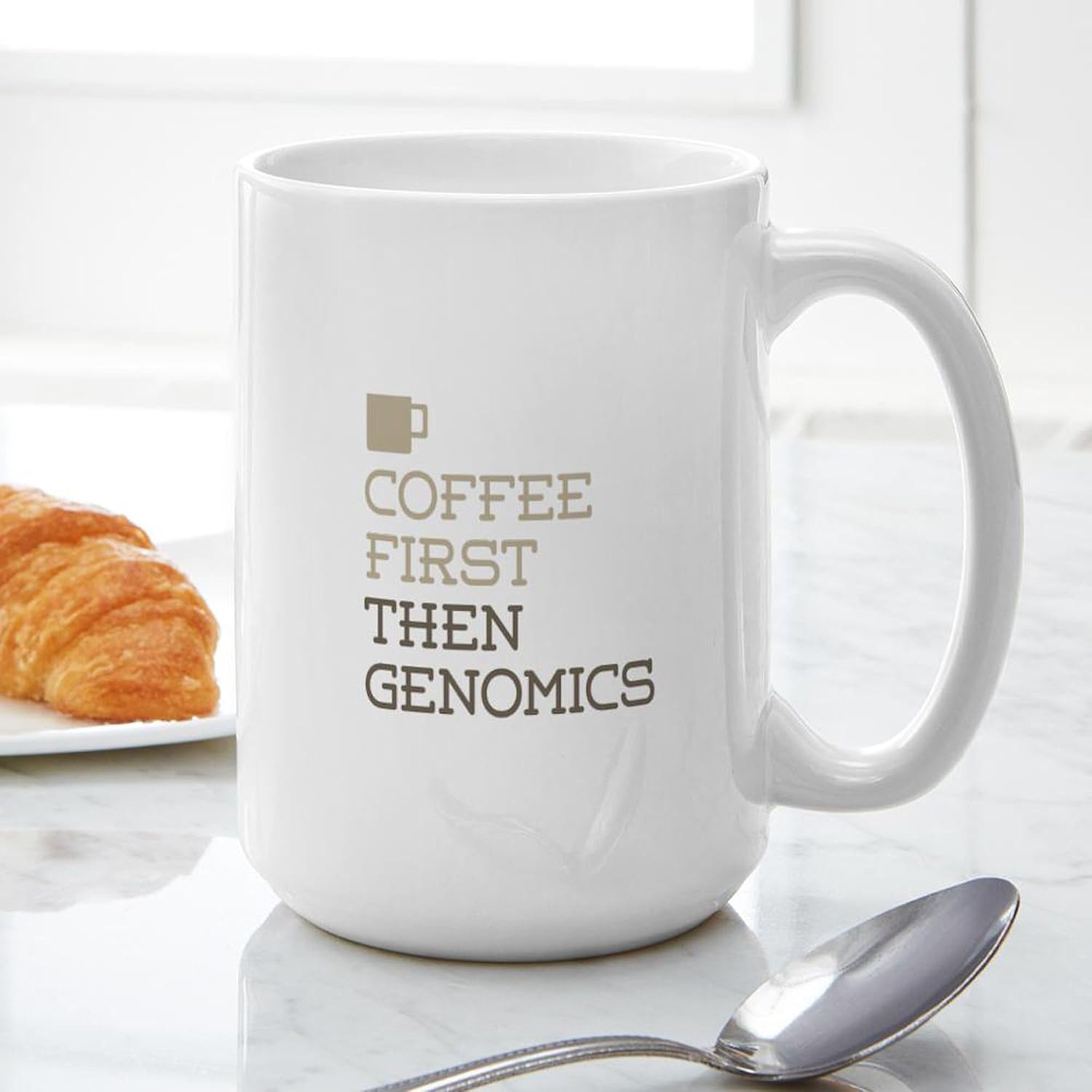 CafePress Coffee Then Genomics – Taza de café de cerámica, taza de té, 15 onzas