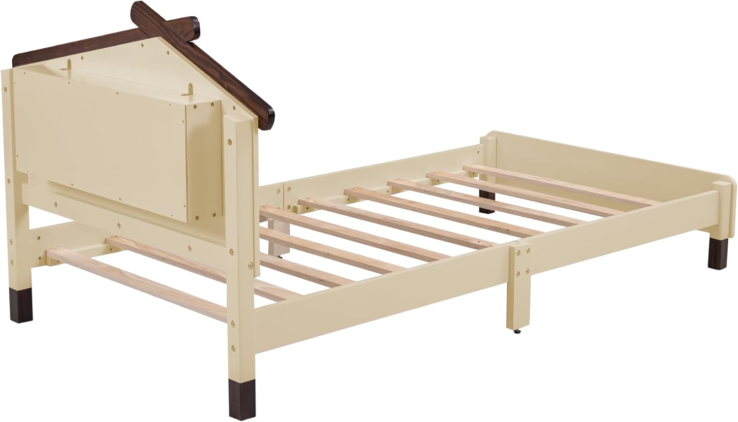 Merax Marco de cama de madera individual para niños con luz de movimiento, plataforma de madera para niños y niñas, no necesita somier, fácil de