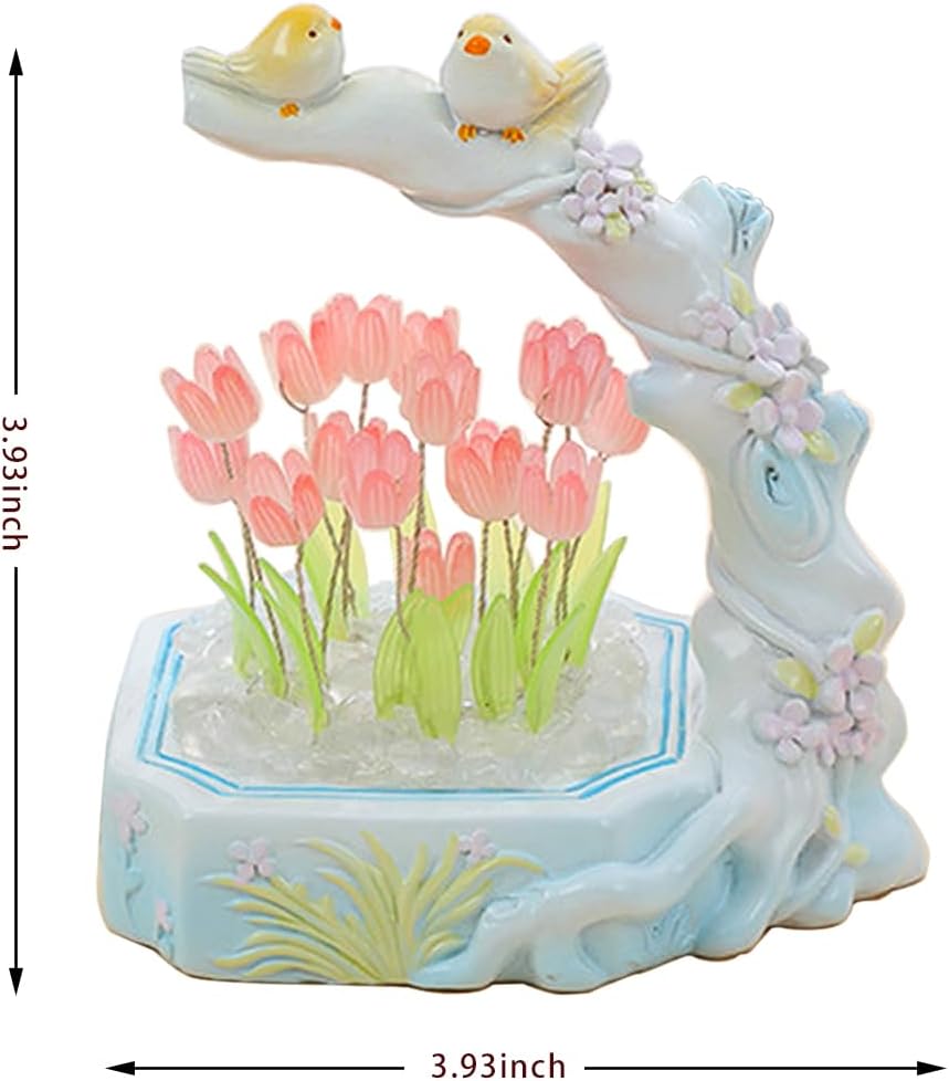 Lámpara de tulipán, lámpara de espejo de tulipán, luz nocturna de tulipán, hecha a mano, decoración de simulación de flores, dormitorio, lámpara de