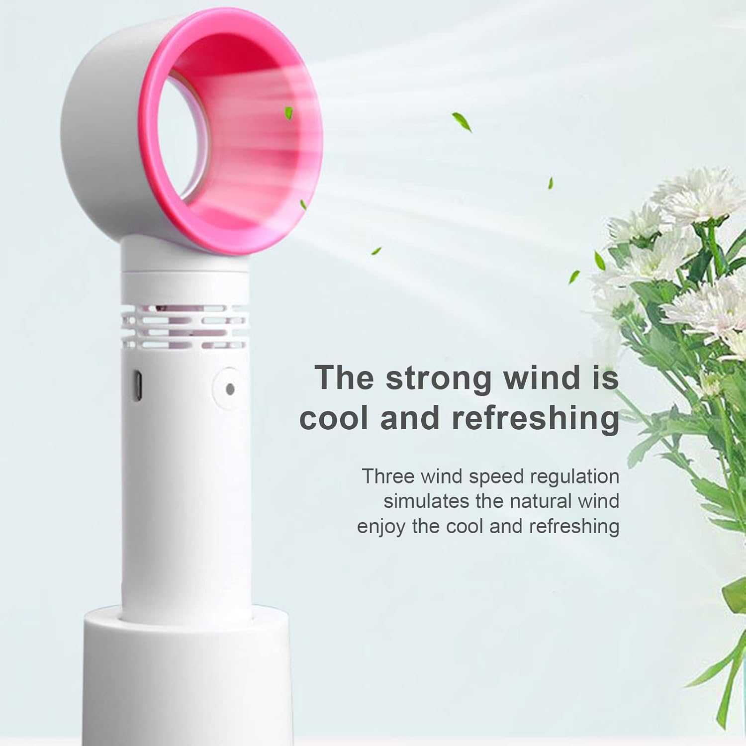 Mini ventilador portátil sin aspas para extensión de pestañas, silencioso portátil recargable, ventilador de pestañas de mano con 3 velocidades,