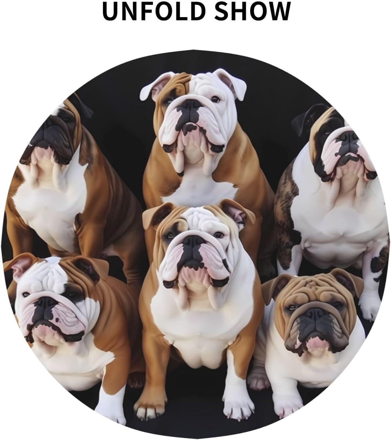 RLDOBOFE Mantel redondo de 60 pulgadas impermeable con estampado de bulldogs ingleses, mantel circular para cocina, comedor, arrugas, mantel redondo
