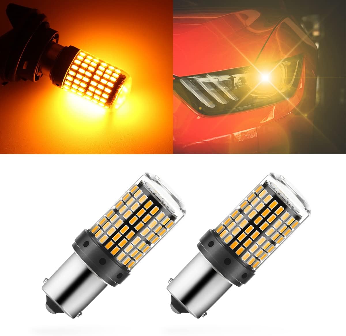 Paquete de 2 bombillas LED de freno 1157, bombilla de repuesto BAY15D de 12 V-24 V para freno de reversa, cola de correr, estacionamiento, universal