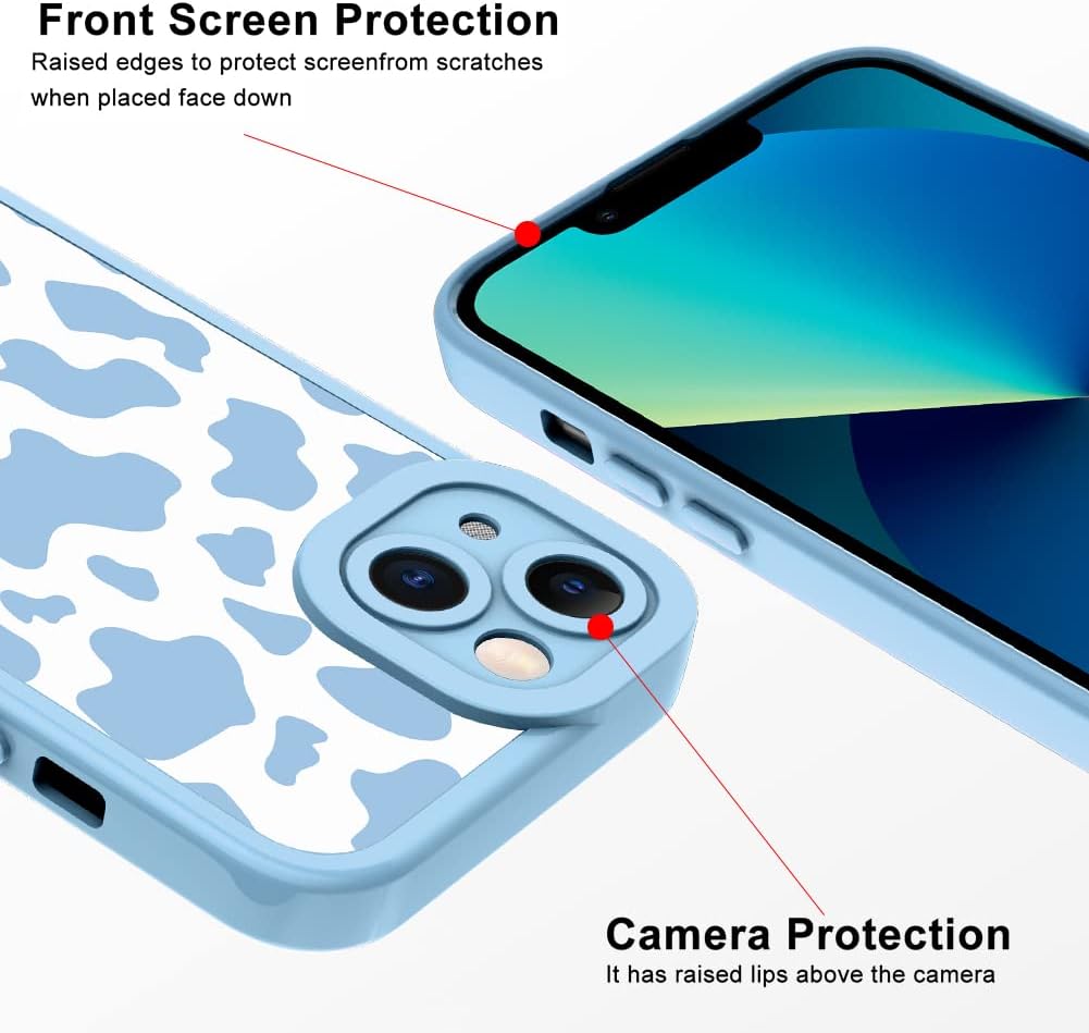 ZIYE Funda para iPhone 13, diseño de vaca con protección para cámara, funda protectora de silicona TPU para teléfono, diseño de guepardo, compatible