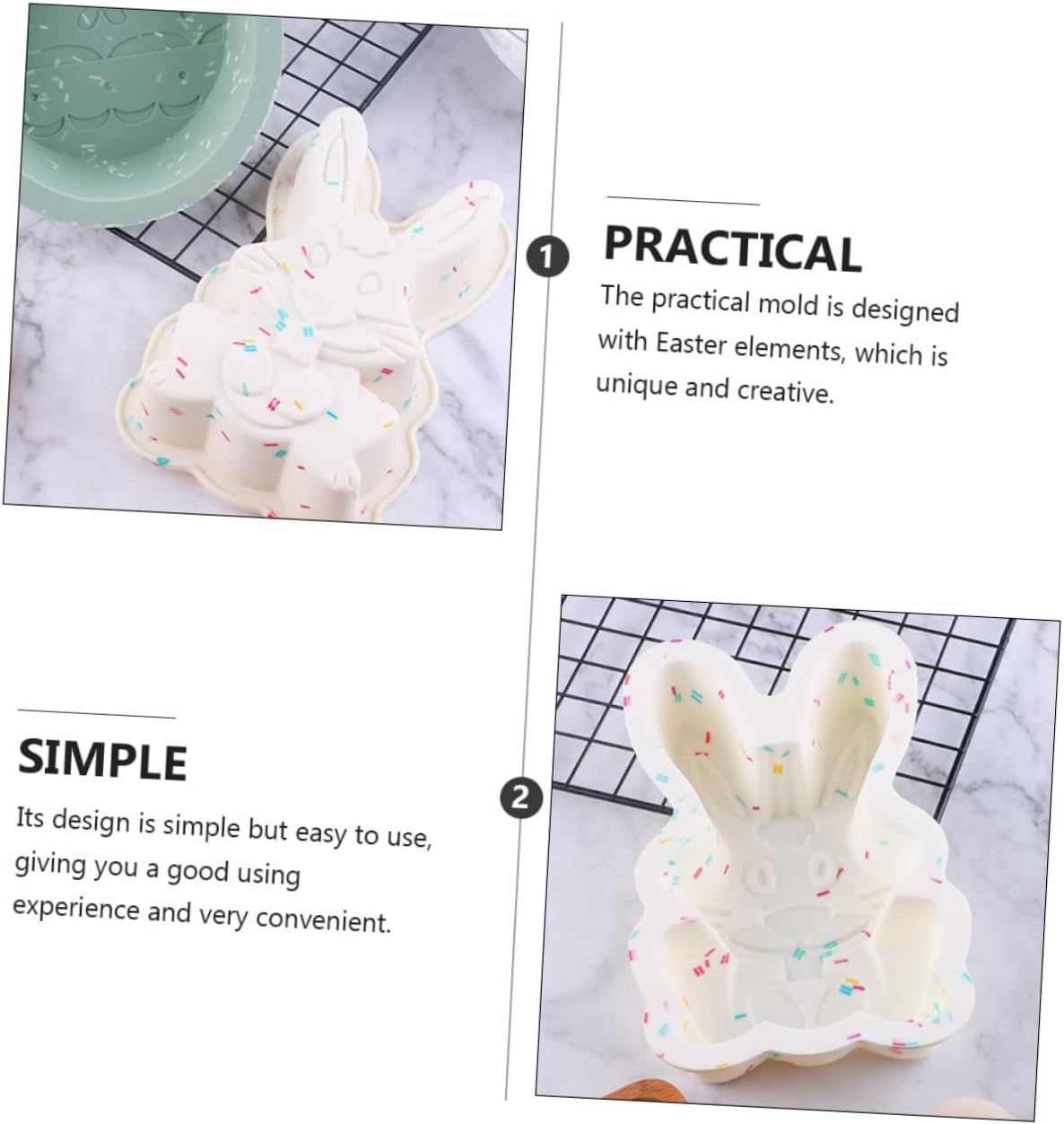 Jalea de Pascua Huevo de Pascua Molde de Silicona Pastel de Huevo de Pascua Pudín de Silicona Conejito Hornear Galletas Mantequilla de Maní Conejito