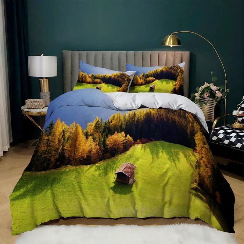Yellow Woods Twin Duvet Cover View Print Twin Bedding Sets Soft Microfiber Comforter Cover and 2 Pillow Shams 20″X26″, Bed Set Duvet Covers with