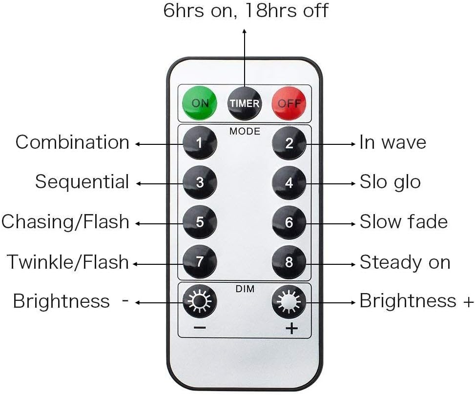 ER CHEN 200 luces LED, luces de hadas impermeables que funcionan con pilas, con control remoto, 66 pies, 8 modos, alambre de cobre recubierto de