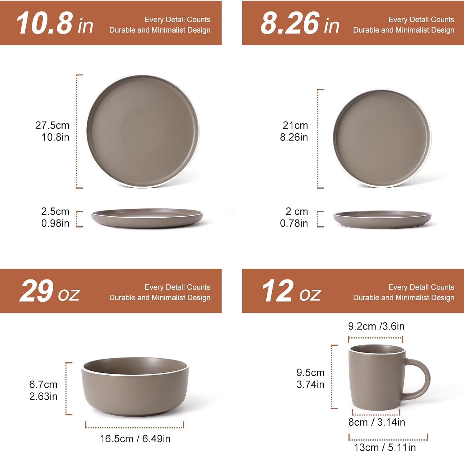 MTLWTL Juego de platos y cuencos para 4, juegos de vajilla con plato, cuencos y tazas de marca, juego de vajilla de cocina redondo, juego de platos