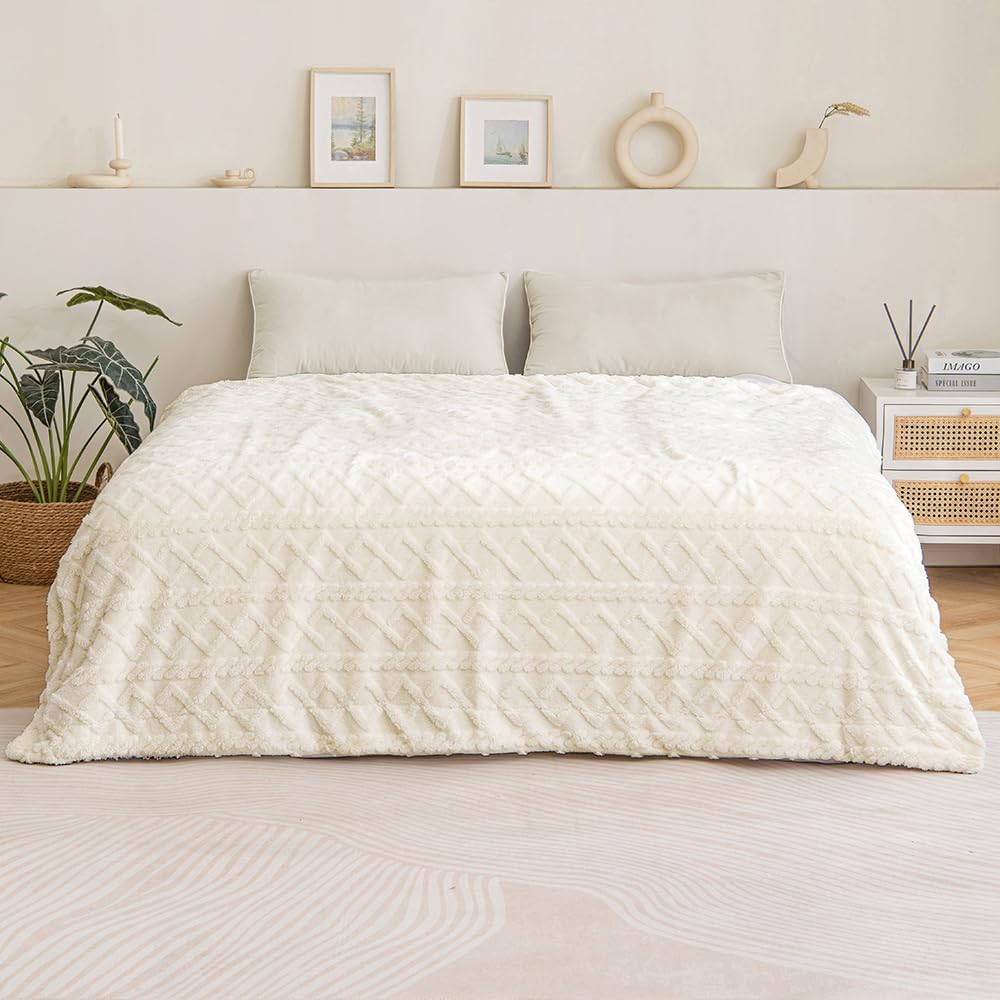 MIULEE Manta Sherpa para sofá, silla, forro polar sherpa reversible grueso y cálido con diseño de tejido jacquard 3D, súper suave y acogedora manta
