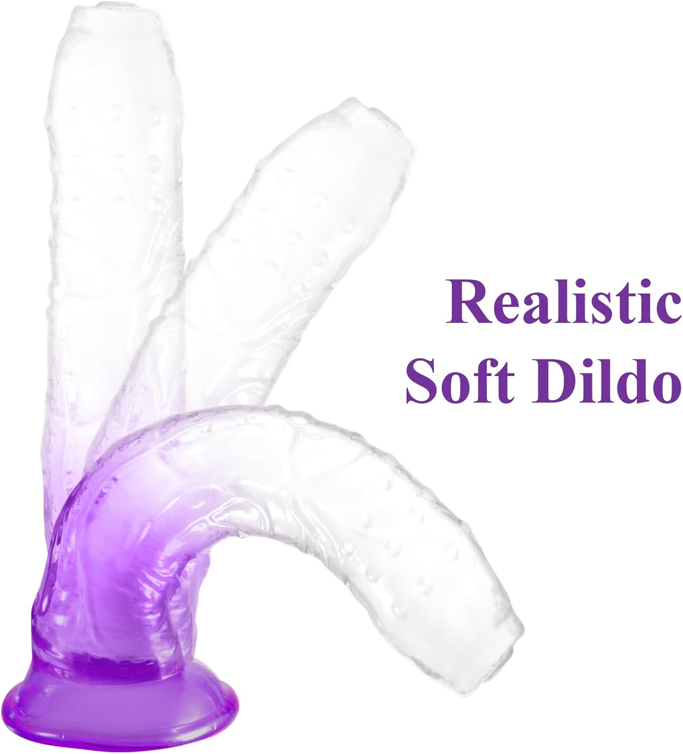 Shkanla Consolador de cristal realista de 6.9 pulgadas con fuerte ventosa, juguete sexual para adultos para mujeres, suave y pequeño Jelly Dong para