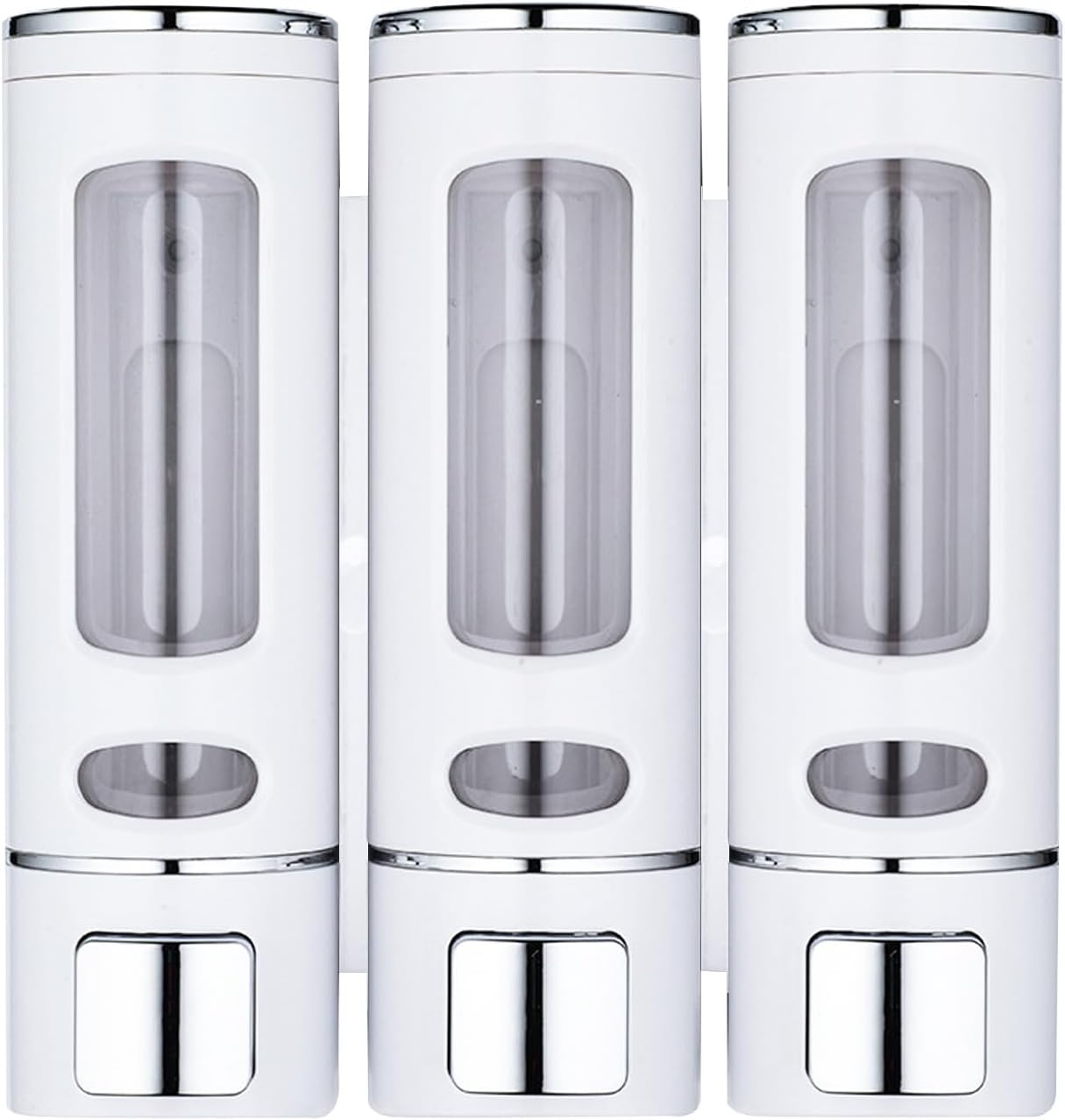3 dispensadores de jabón de champú para ducha montados en la pared, 13.5 fl oz x 3 dispensadores de champú sin taladro, dispensador de bomba de