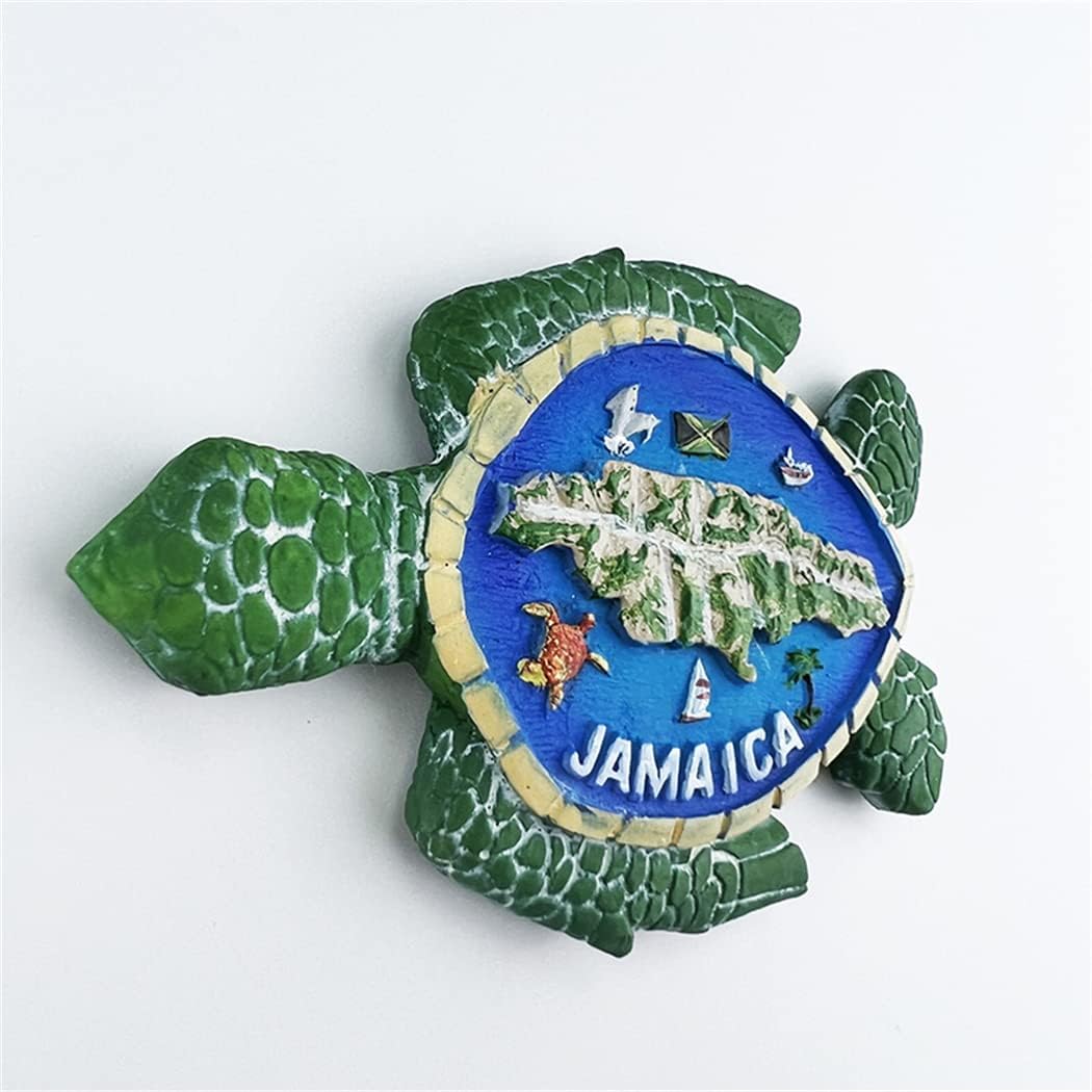 Jamaica Map – Imán de regalo de recuerdo para nevera de tortuga 3D, hecho a mano de resina para refrigerador, colección de decoración para el hogar