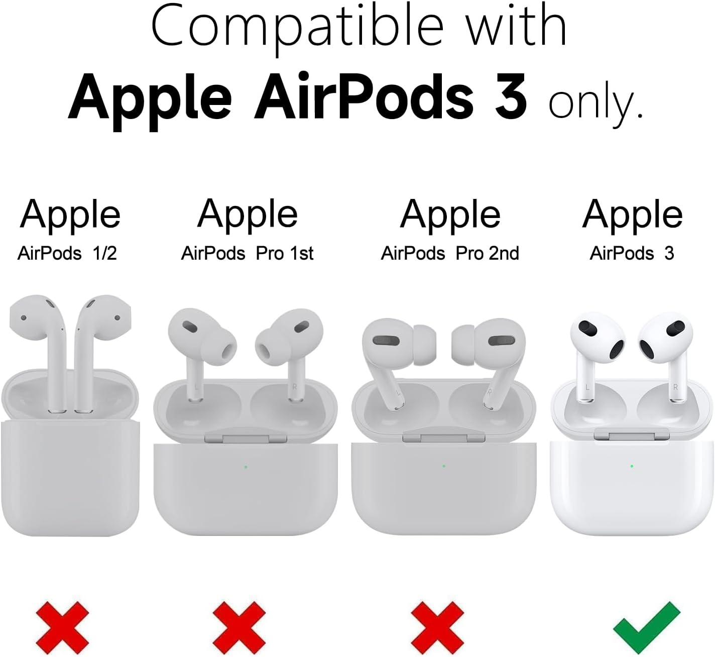 Oakxco Funda de silicona para Airpods de 3 generación 2021 con llavero, fina, delgada, suave, piel de poliuretano termoplástico de gel de goma,