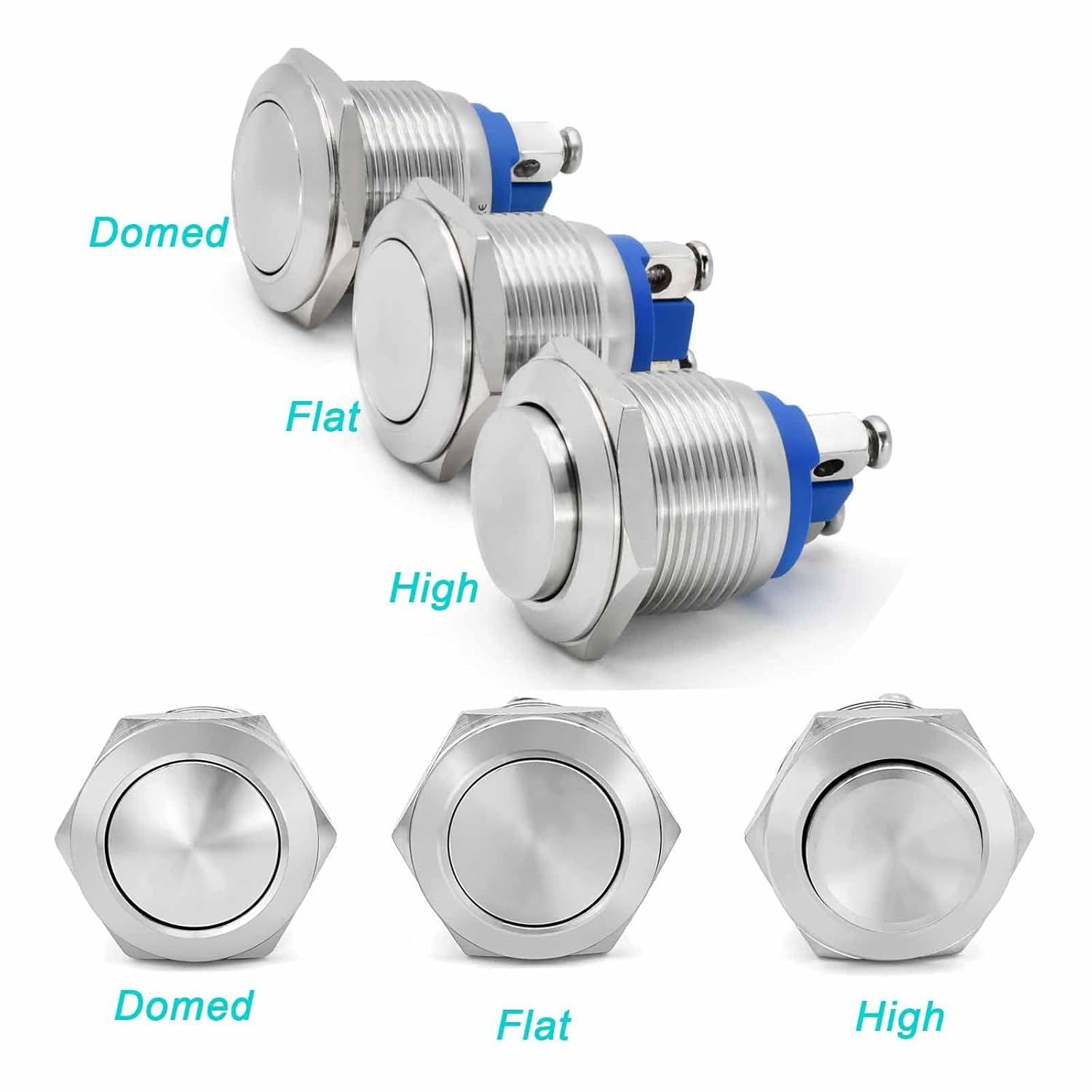 ZJWZJ – Interruptor de botón momentáneo de 0.630 in, certificación UL, resistente al agua, IP67, 0.63 pulgadas, tapa de cabeza alta, 3A, 5V, 12V,