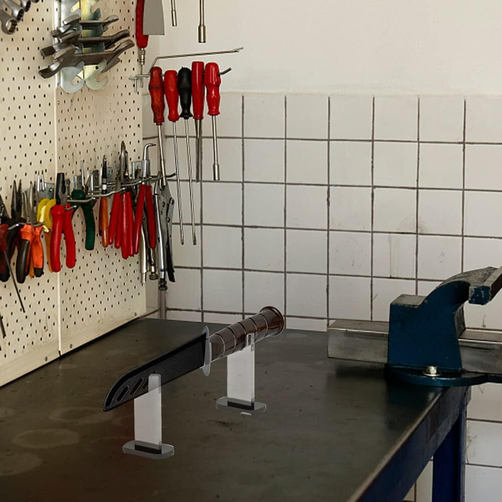 Soporte de exhibición de 2 piezas para cuchillo, soporte de acrílico para cuchillos de colección, soporte de exhibición de cuchillos de escritorio
