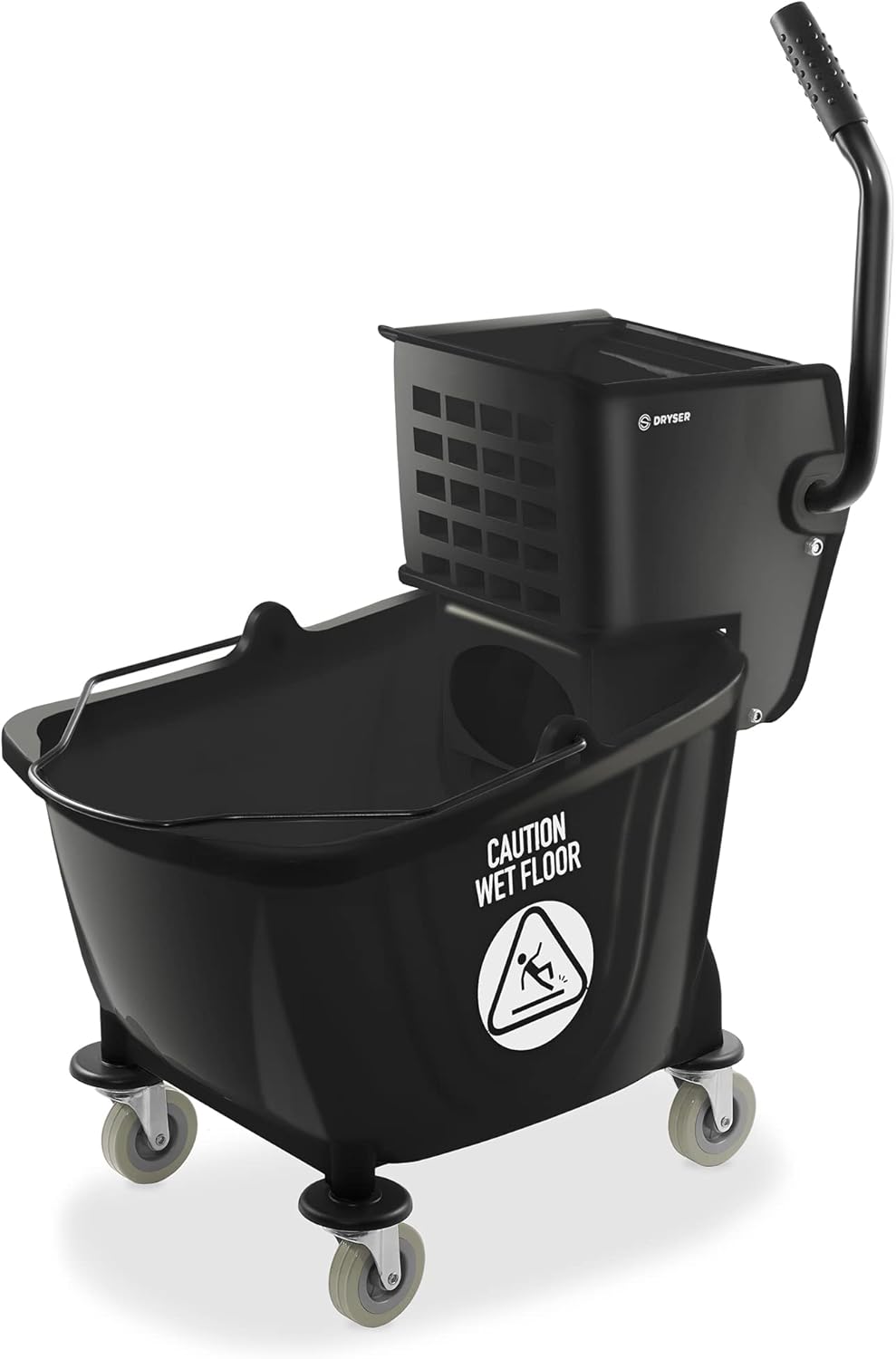 Dryser Comercial prensa lateral escurridor Combo fregona cubo, 33 cuartos de galón, negro