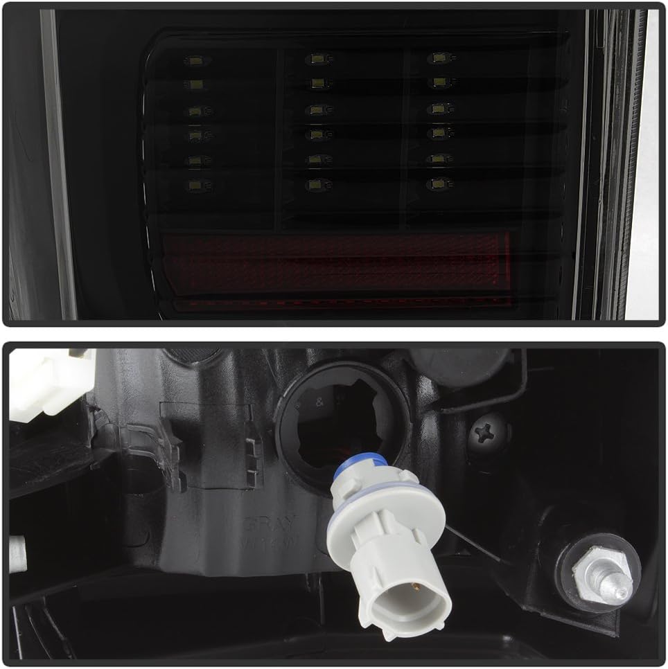 ACANII – Para Toyota Tacoma 2016-2023, tubo de luz LED completo, luces traseras ahumadas, color negro, lámparas de freno, lado del conductor y del