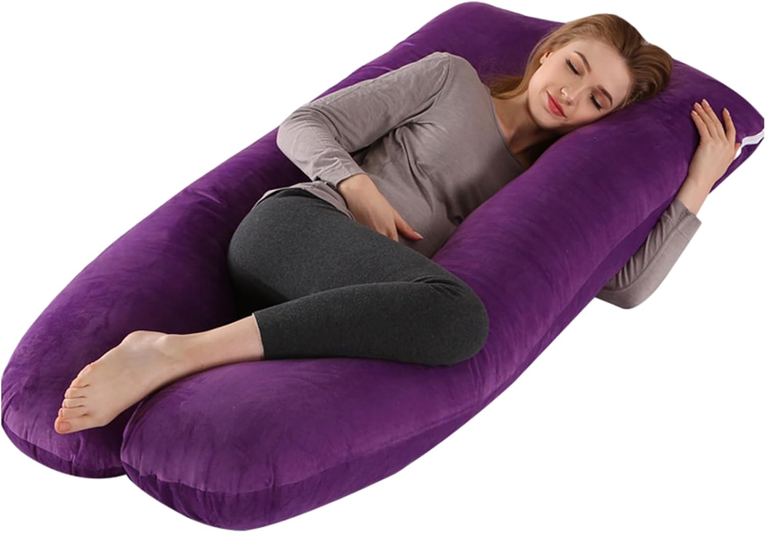 Almohada corporal en forma de U, almohada corporal Aleuri, soporte de vientre para embarazo, almohada extra larga en forma de U, almohada de cuerpo