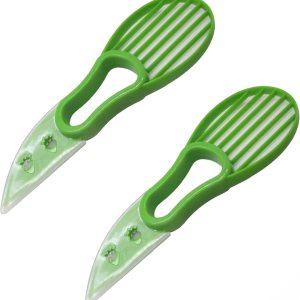 Cortador de aguacate (paquete de 2)  Herramienta de corte de aguacate 3 en 1  Cortador de aguacate, pelador, picador y cuchara  Cuchillo Cortador de aguacate (paquete de 2)  Herramienta de corte de aguacate 3 en 1  Cortador de aguacate, pelador, picador y cuchara  Cuchillo