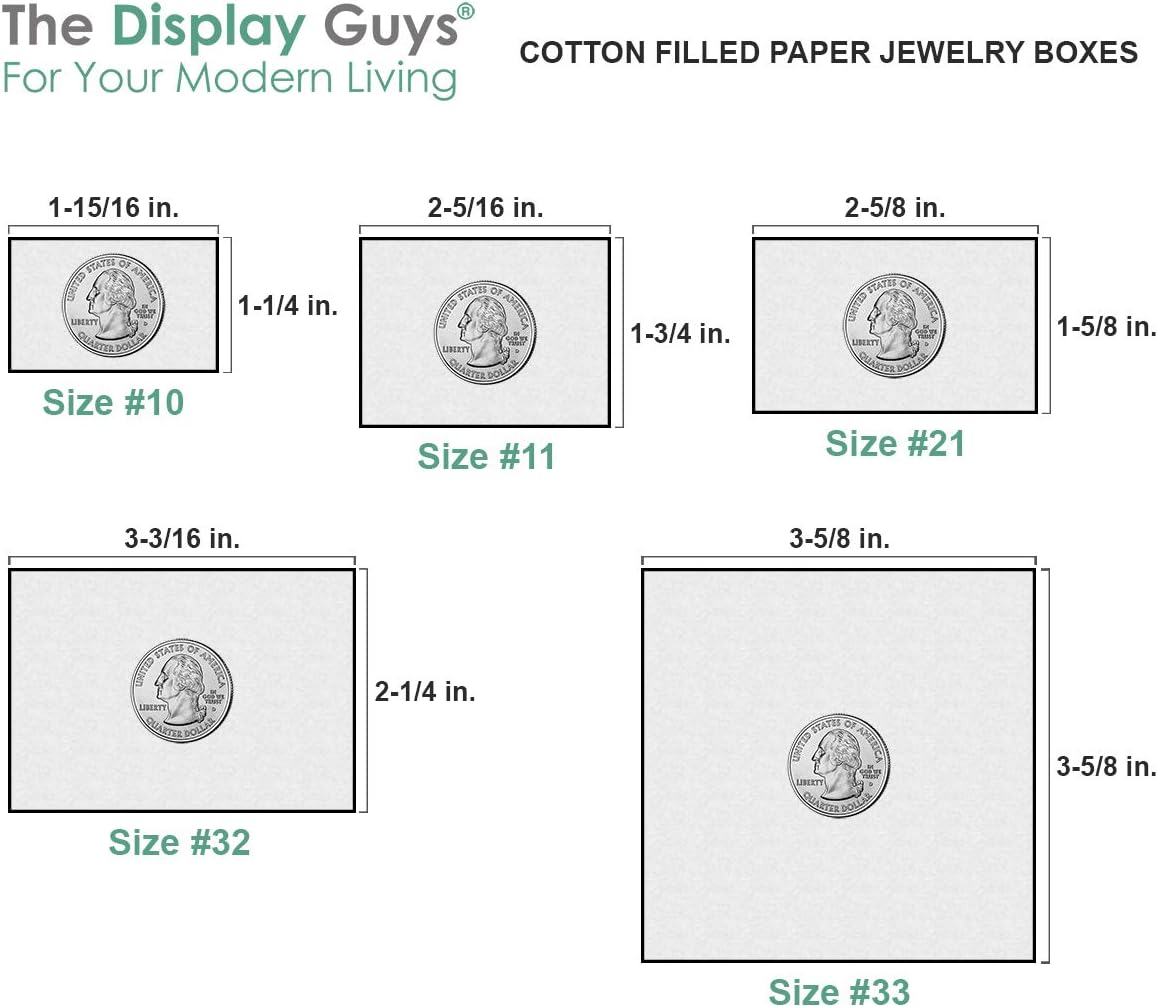TheDisplayGuys – Paquete de 25 cajas de joyería de papel kraft #75 con relleno de algodón, negro mate (7-18 x 5-15 x 1-13 pulgadas), regalo, envío,