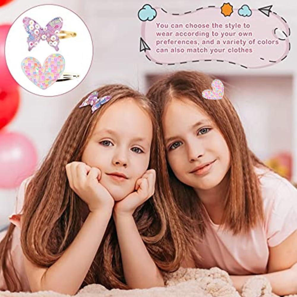 Paquete de 2010 pares de pinzas para el cabello para niñas, corona de estrella, corazón, mariposa, pasadores de pelo para niños, clip de lentejuelas