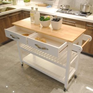Isla de cocina rodante y carrito de cocina con 2 cajones, 2 estantes de almacenamiento, toallero y dos ruedas giratorias con bloqueo, mesa de Isla de cocina rodante y carrito de cocina con 2 cajones, 2 estantes de almacenamiento, toallero y dos ruedas giratorias con bloqueo, mesa de