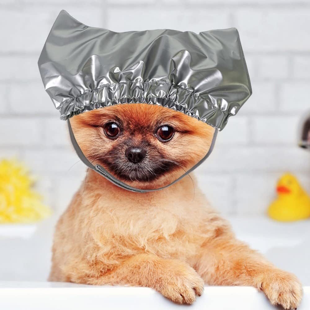 1 gorro de ducha para mascotas, gorro de ducha reutilizable para perro, sombrero ajustable para mascotas, gorro de ducha para gatos (M, rosa)