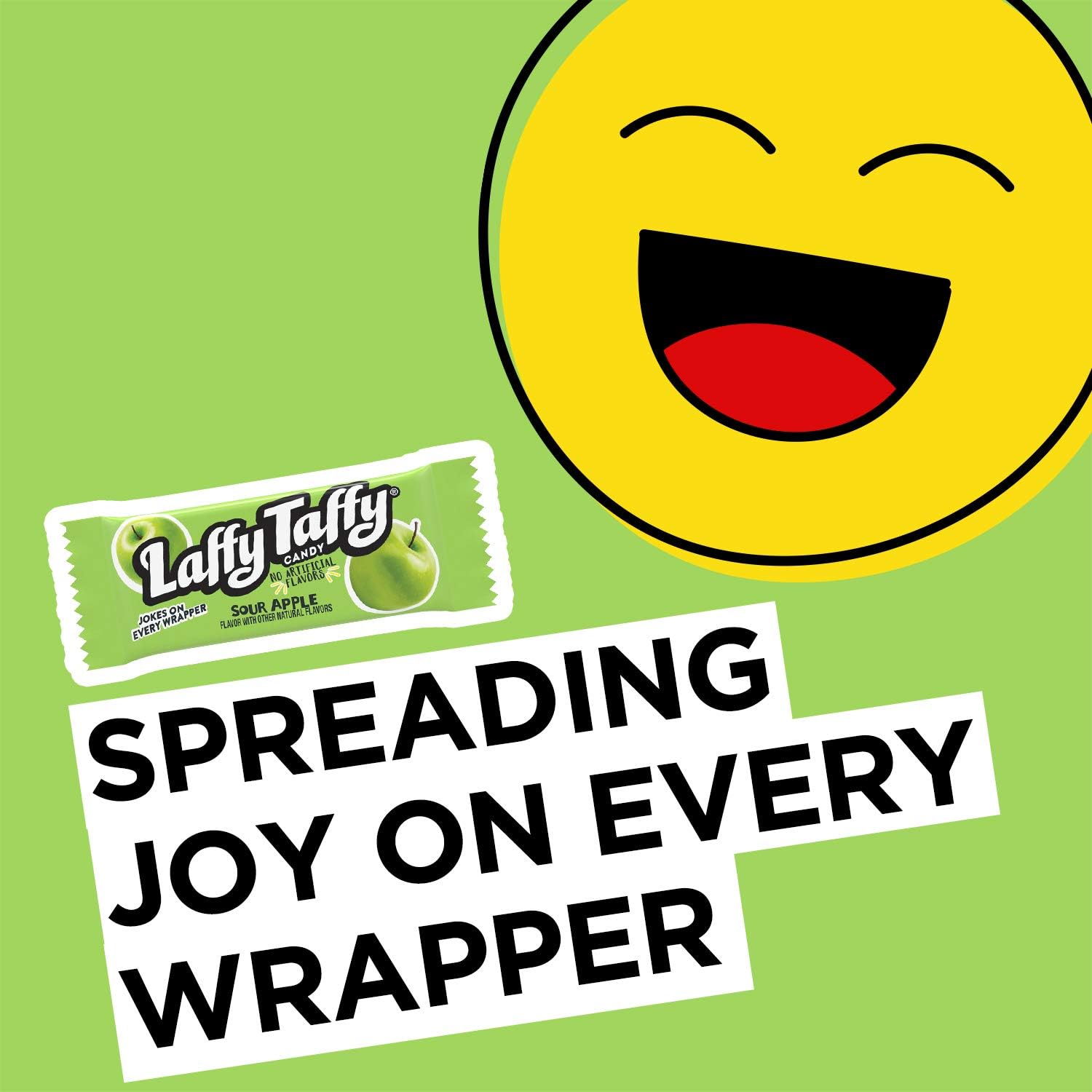 Laffy Taffy – Caramelos de manzana agria  Barras de tamaño divertido  Bromas en cada envoltorio  Caramelo de caramelo Laffy Taffy masticable y