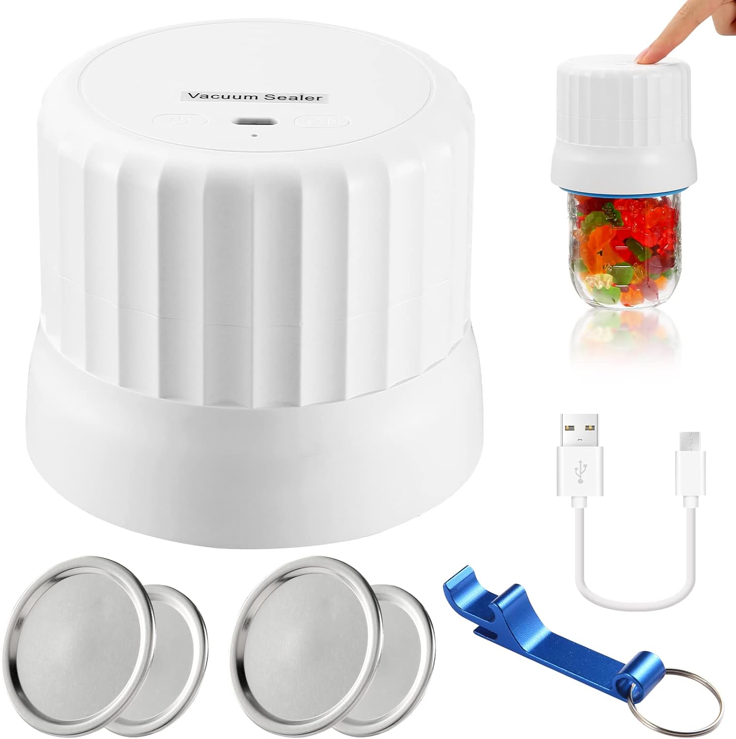 Sellador al vacío eléctrico de tarros de masón, kit de sellado al vacío para tarros Mason de boca ancha y regular, tarros de conserva, kit de