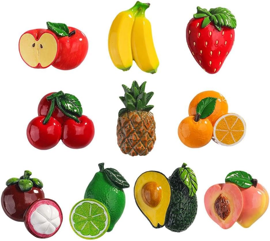 Imanes de frutas para nevera, imanes para refrigerador de verduras, resina 3D, imanes divertidos para nevera, lindos imanes de refrigerador para
