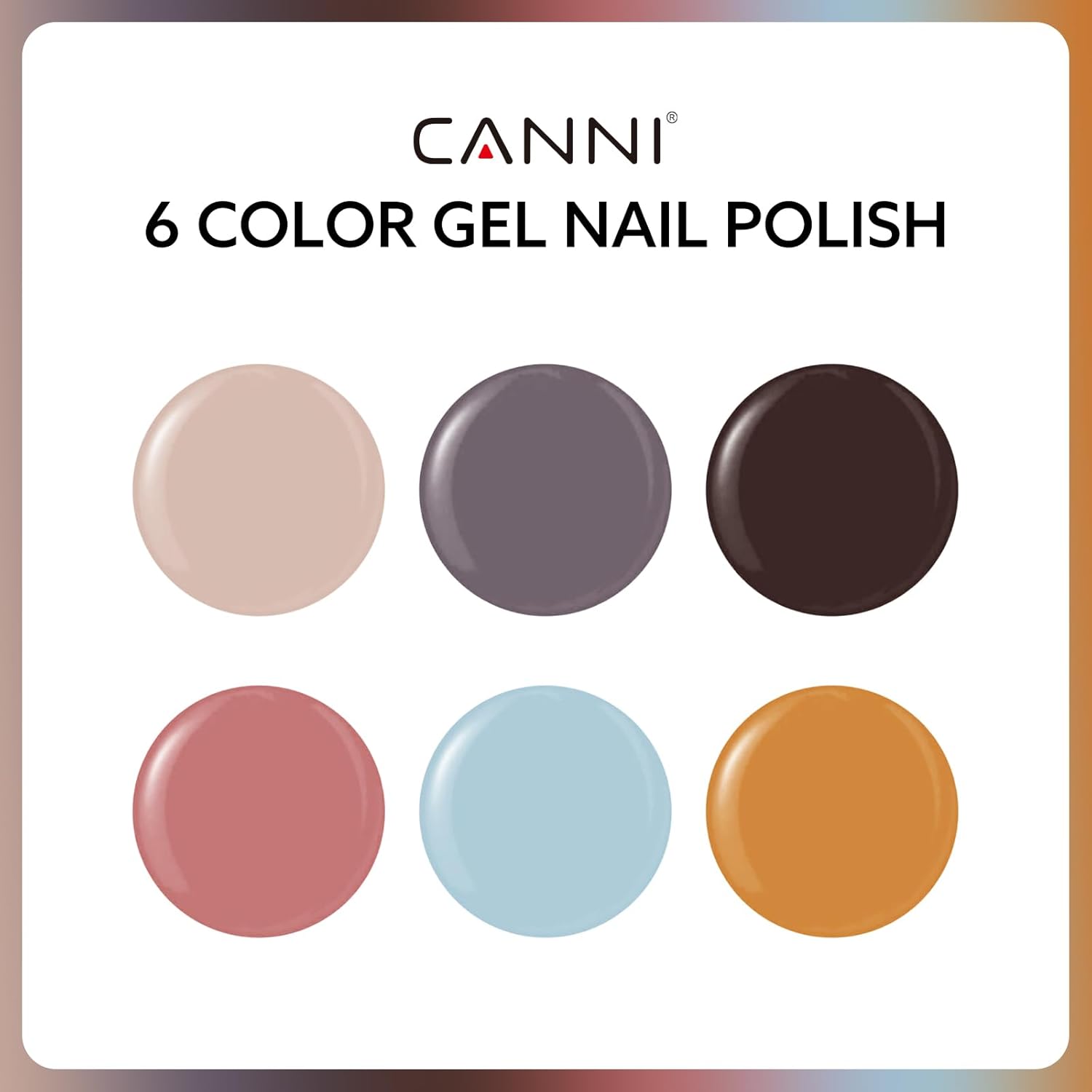 CANNI Juego de esmaltes de uñas de gel sin hema, de 0.3 fl oz, kit de 6 esmaltes de gel de colores nude, kit de manicura de gel de uñas LED para