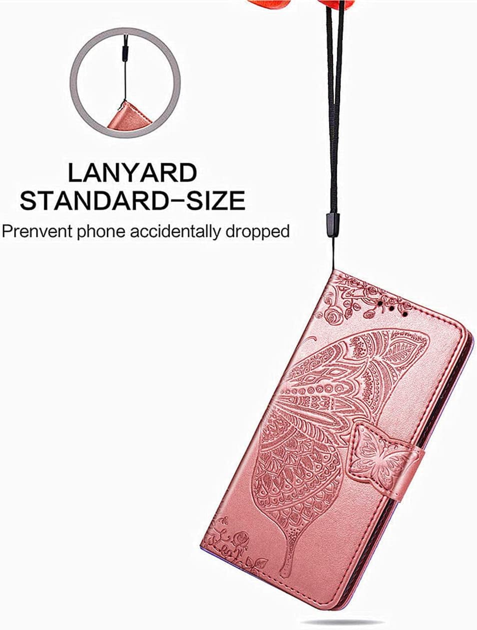 Funda tipo cartera para Samsung Galaxy A53 5G, piel sintética de alta calidad con diseño de mariposa en relieve, función atril, ranuras para